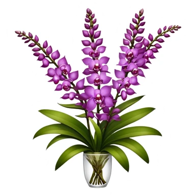 big bouquet Rhynchostylis Orchid, stem, leaf, luxuriant sticker