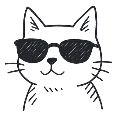 cat wearing sunglasses hand drawn outlined icon sticker