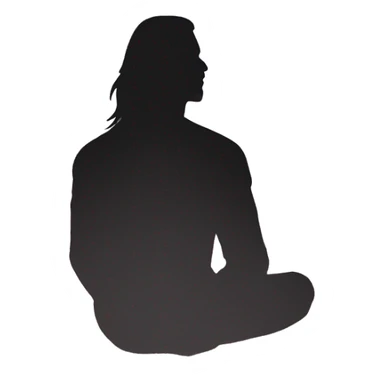 silhouette of a man sitting with long hair sticker