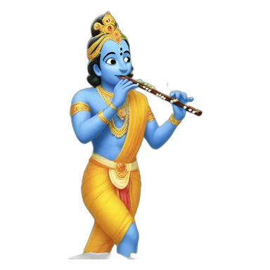 Image of Krishna playing flute in the park sticker