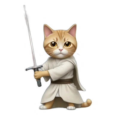 Un chat jedi avec un sabre laser rouge  sticker