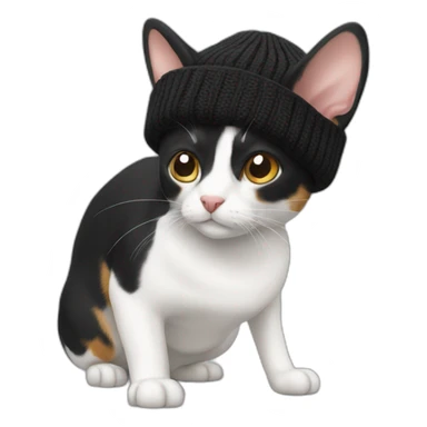 japanese bobtail with a black beanie sticker