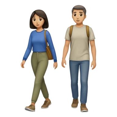 
Iranians fleeing war, full length, in profile, man and woman sticker