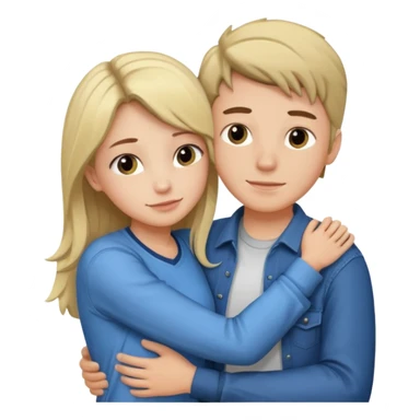 Couple hugging each other but the boy has mustang sticker