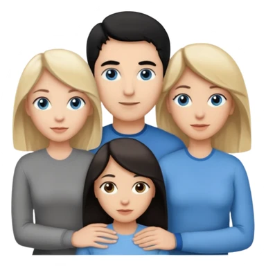 3 people. Blank woman with blond hair and blue eye color on left. And also a blank man with black hair and grey eye color in the middle. And a blank woman with brown hair and grey eye color on the right. Holding each other  sticker