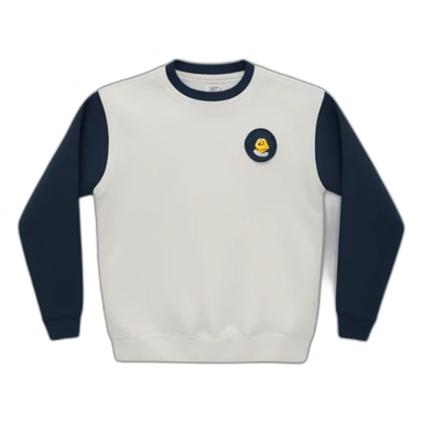 navy sweatshirt with white breast pocket embroidery no person sticker