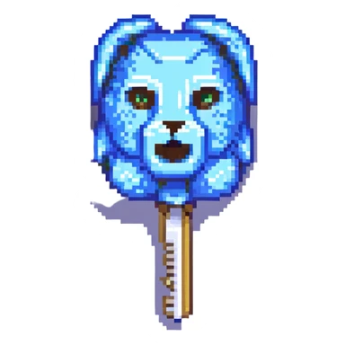 Minecraft-style pixel art lockpick, blocky, metallic sticker