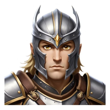 Cinematic Realistic WoW Human Warrior Portrait, head tilted epicly and inquisitively, showcasing a commanding presence and heroic grace. His chiseled features, resolute eyes, and meticulously crafted steel armor with leather accents in harmonious greys and bronzes are rendered with lifelike clarity and dramatic lighting, high shine, epic and awe-inspiring, embodying the spirit of a warrior poised for battle. sticker