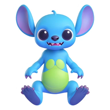 Stitch, the blue alien from Lilo & Stitch, cute and mischievous, full body, expressive face, fun pose, vibrant colors sticker