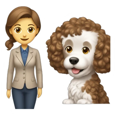Brown Cockapoo with female teacher with brown hair sticker