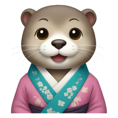 a otter face wearing traditional korean hanbok sticker