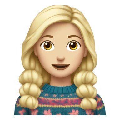 Knit floral sweater blond girl sticker