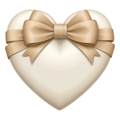 white heart with beige bow sticker
