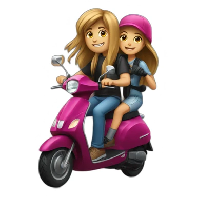long hair boy and girl riding on black activa scooter sticker