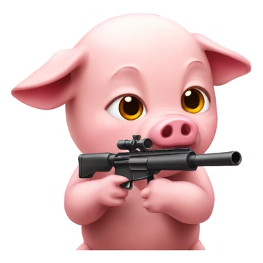 Baby pig sniper shoots heart fire sticker