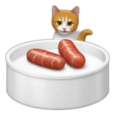 Un chat qui mange une saucisse sticker