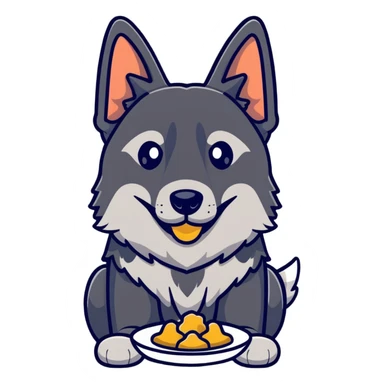 a german shepherd dog eating food  sticker