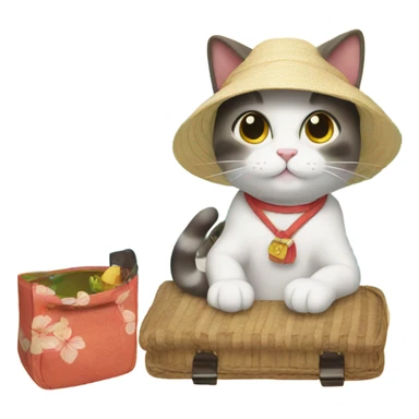cat on vacation in japan sticker