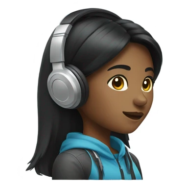 black hair girl with gaming headset sticker