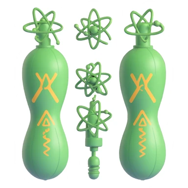 mitochondria represented as stylized nuclear power plants, only mitochondria with power plant details, turbines, reactors, energy symbols, vibrant colors, light background sticker