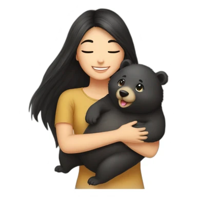 happy-girl-who-is-black-hair-and-hugging-happy-quokka sticker