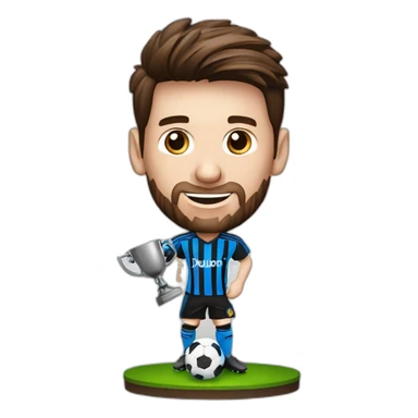 Le joueur de football Lionel Messi tenant un trophée sticker