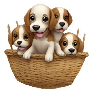 Puppies riding in a hot air balloon. sticker