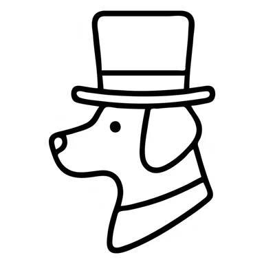 A dog wearing a top hat, formal, elegant sticker