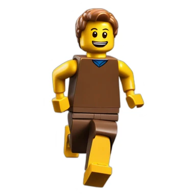 A lego man running looking behind sticker