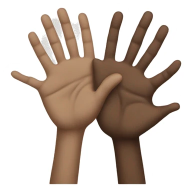 3 hands together brown white sticker