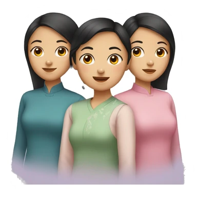 Three asian sisters  sticker