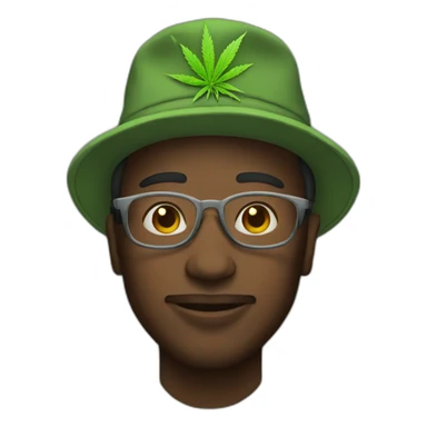 Man with weed bucket hat sticker