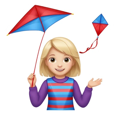 little girl kid with kite sticker