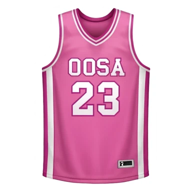 pink basketball jersey with the number 23 and white stripes sticker