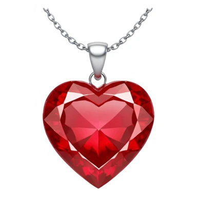 heart ruby pendant with silver chain and white stones sticker