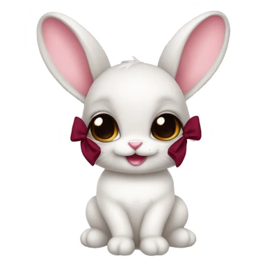 Baby bunny with coquette burgundy bow on ear sticker