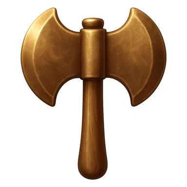 Change the texture of the axe to look more like real bronze metal, not diamond. Keep the axe's shape, but make it metallic, shiny, and worn in emoji style. Transparent background. sticker