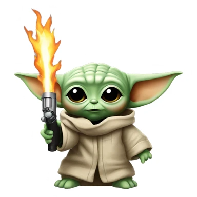 Baby Yoda with the Flamethrower sticker