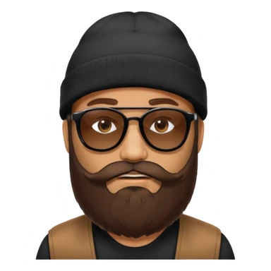 Guy with a really huge beard wearing  sunglasses and a black beanie  sticker