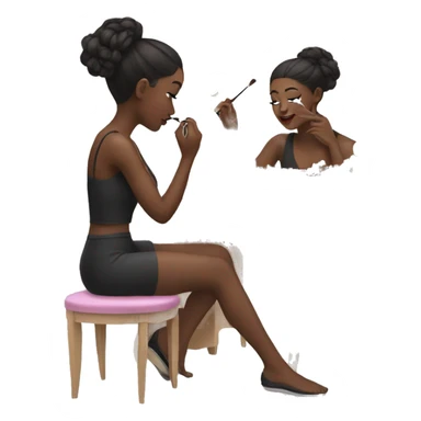 girl sitting and doing her makeup on vanity  sticker