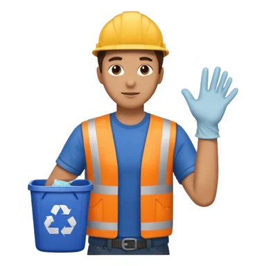 side view , all body , man taking out the trash sticker