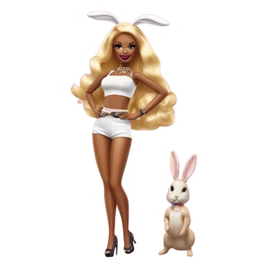 Blonde Go-go dancer Enid Sinclair Barbie,  with bunny ears  sticker