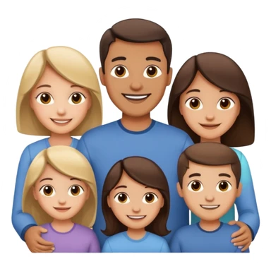 Happy family of 5: mom, dad, sisters and brother sticker