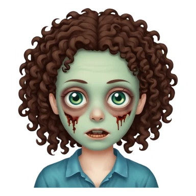 Создай человека зомби с корично,голобо-болотноми глазами и кудрявами волосами цвета темно коричневого sticker