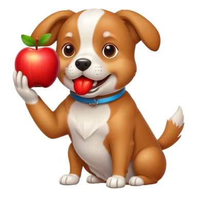 dog holding apple in mouth sticker