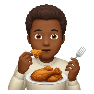 black man eating fried chicken sticker