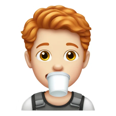 ginger haired boy drinking milk sticker