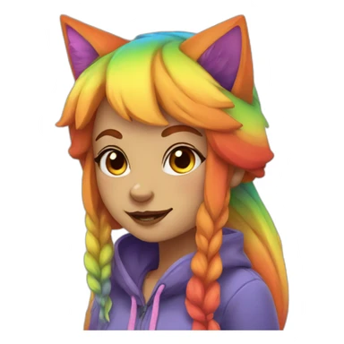 rainbow fox girl sticker