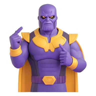 Purple villain Thanos with Squid Game aesthetic showing middle finger sticker