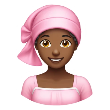 a black girl with a pink bonnet smiling  sticker